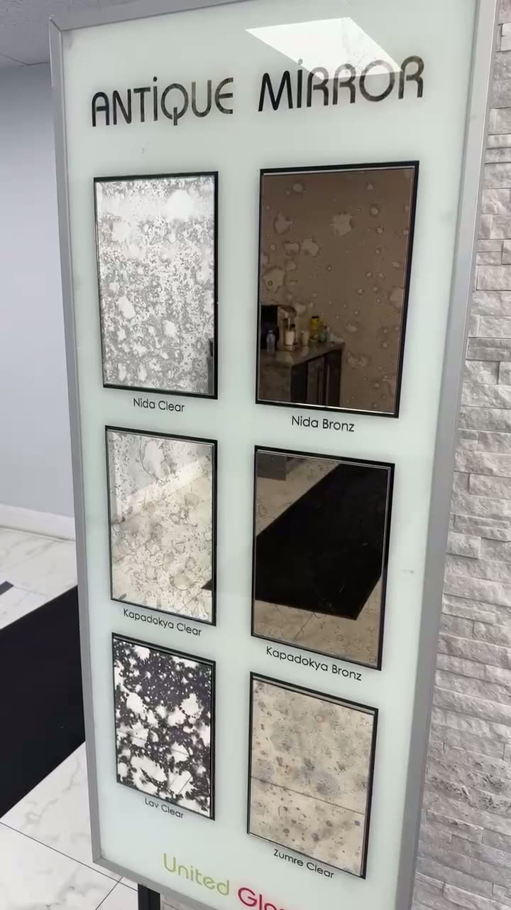 Antique mirror finish samples display