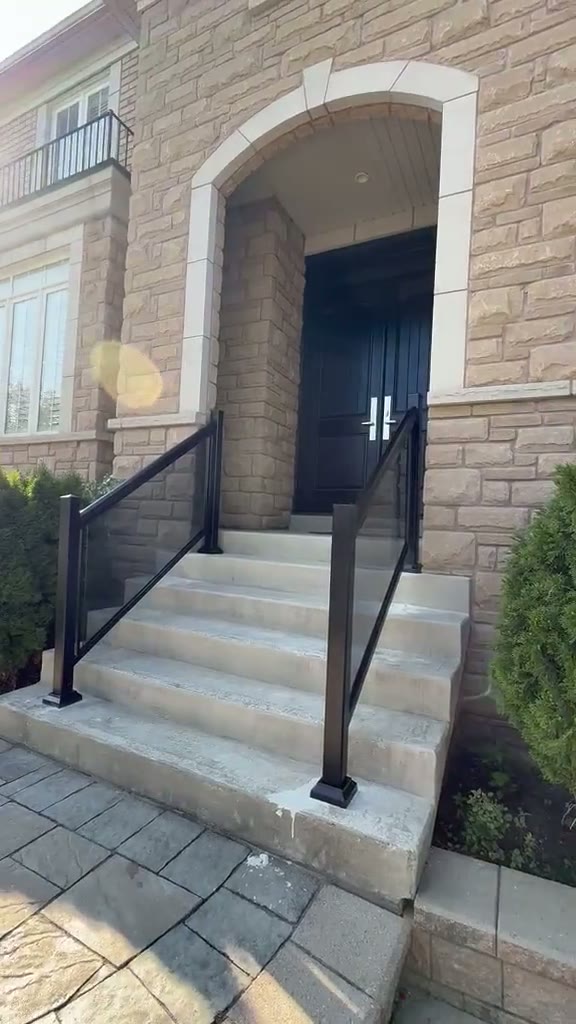 Completed exterior glass railing