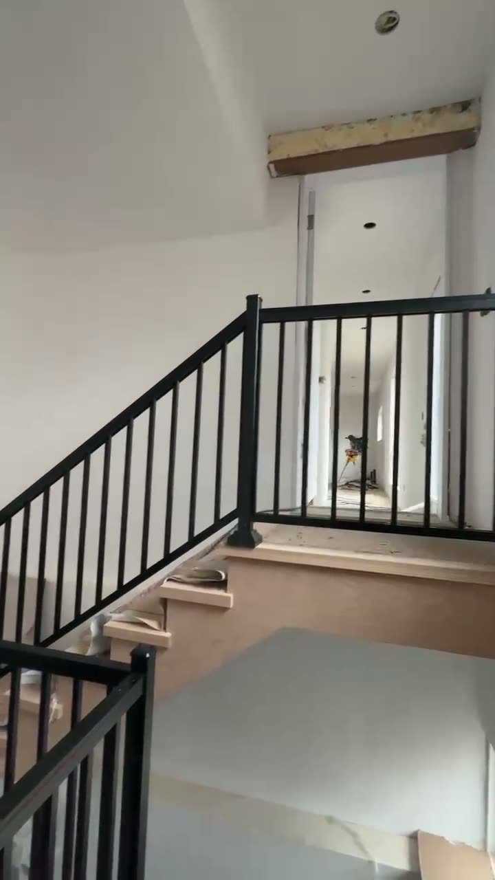 Glass panel installation on the stair run